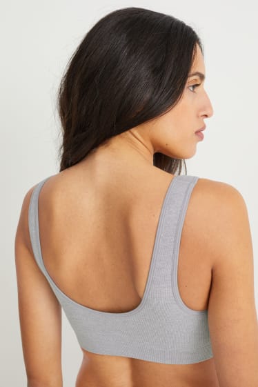 Femmes - Brassière - rembourrée - sans coutures - LYCRA® - gris chiné