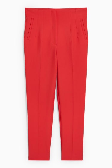 Femmes - Pantalon de toile - high waist - cigarette fit - rouge