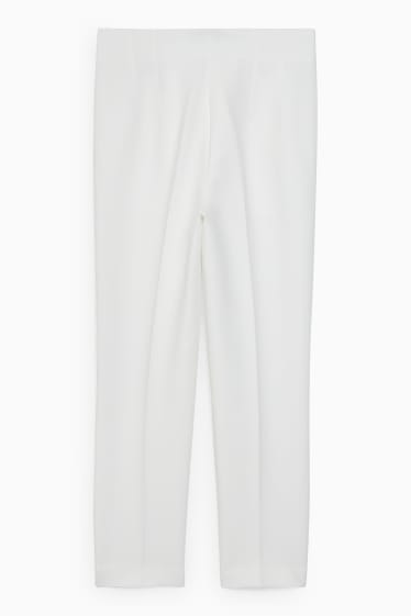 Dámské - Plátěné kalhoty - high waist - cigarette fit - bílá