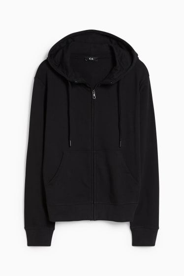 Donna - Felpa basic con zip e cappuccio - nero