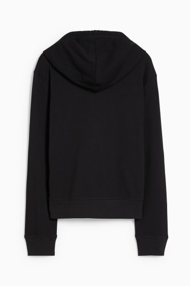 Damen - Basic-Sweatjacke mit Kapuze - schwarz