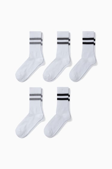 Pánské - Multipack 5 ks - tenisové ponožky - bílá
