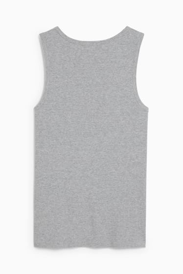 Pánské - Tank top - s dvojitým žebrováním - světle šedá-žíhaná