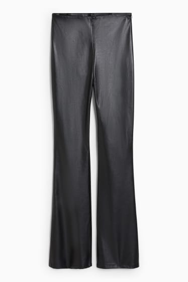 Femmes - Pantalon - high waist - flared - synthétique - noir