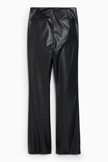 Dona - Pantalons - high waist - flared - pell sintètica - negre