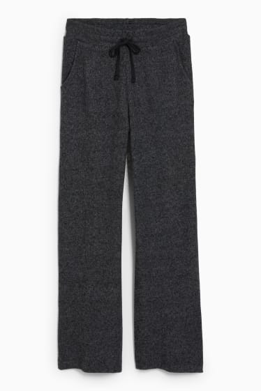 Women - Knitted trousers - regular fit - dark gray