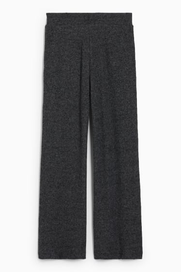 Women - Knitted trousers - regular fit - dark gray