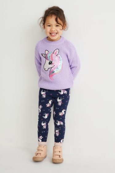 Enfants - Licorne - legging chaud - bleu foncé