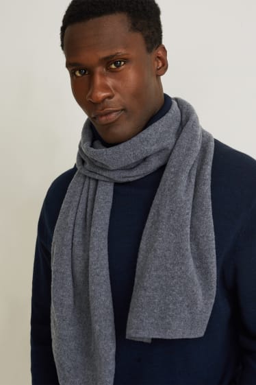 Men - Fleece scarf  - gray-melange