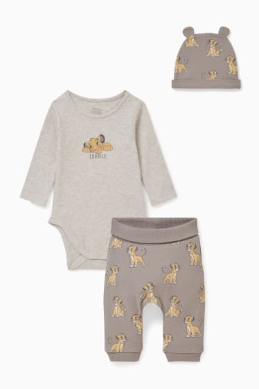 Babys - The Lion King - baby-outfit - 3-delig - grijs-bruin