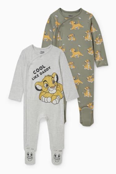Babies - Multipack of 2 - The Lion King - baby sleepsuit - light gray-melange