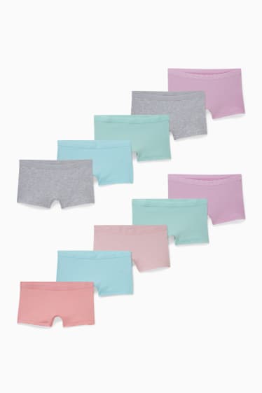 Kinderen - Set van 10 - boxershorts - roze / turquoise