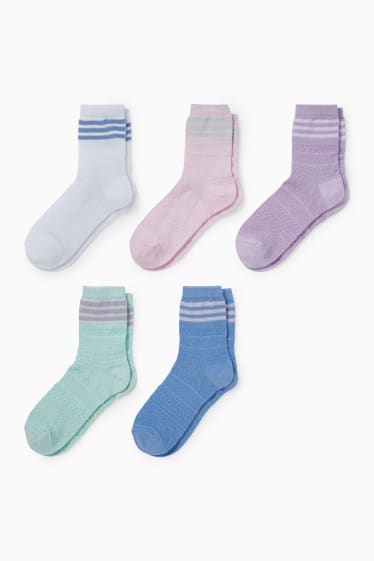 Enfants - Lot de 5 paires - chaussettes - rose