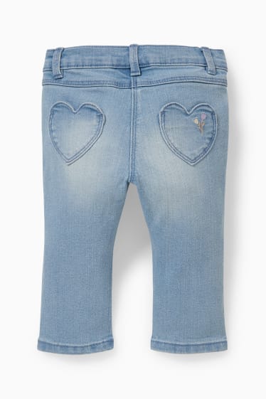 Babys - Baby-Jeans - geblümt - helljeansblau