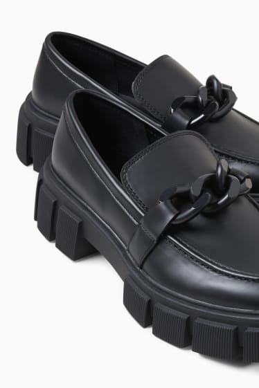 Women - Loafers - faux leather - black