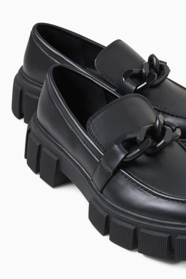 Damen - Loafer - Lederimitat - schwarz