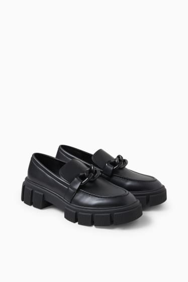 Damen - Loafer - Lederimitat - schwarz