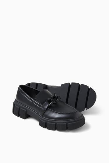 Damen - Loafer - Lederimitat - schwarz