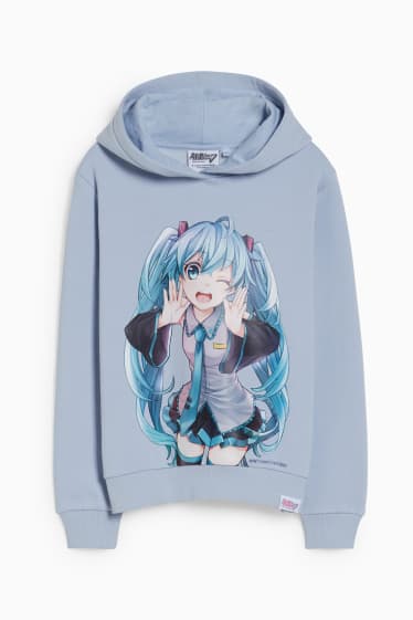 Enfants filles - Hatsune Miku - sweat à capuche - bleu clair