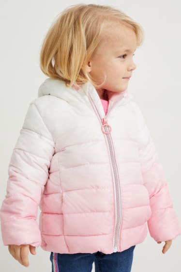 Niños - Chaqueta acolchada con capucha - blanco / rosa