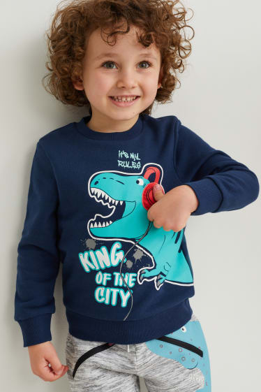 Enfants - Dinosaure - sweat - bleu foncé