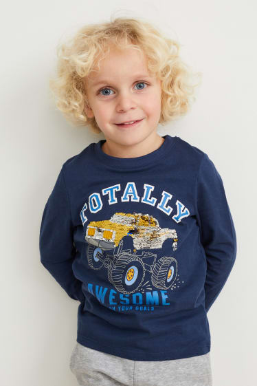 Kinderen - Longsleeve - glanseffect - donkerblauw