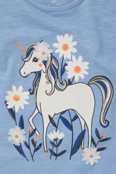 Kinder - Einhorn - Kurzarmshirt - blau