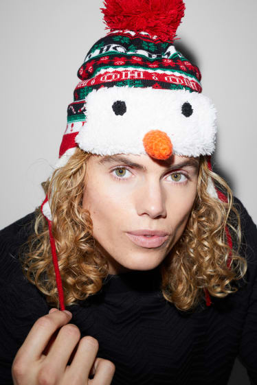 Men - CLOCKHOUSE - knitted Christmas hat - red
