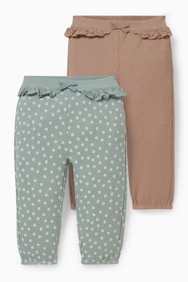 Bébés - Lot de 2 - pantalons de jogging pour bébé - marron