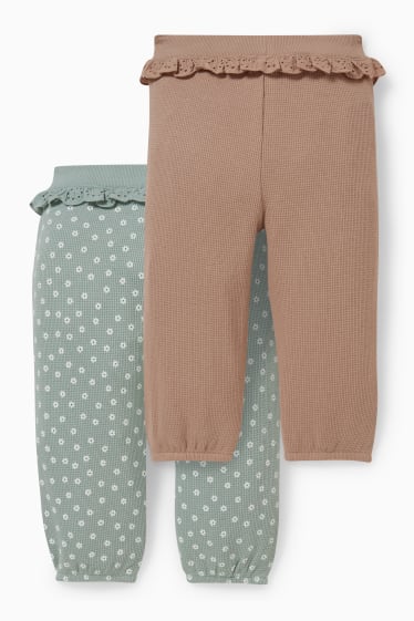 Bébés - Lot de 2 - pantalons de jogging pour bébé - marron