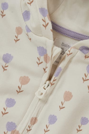 Bébés - Sweat zippé à capuche pour bébé - beige