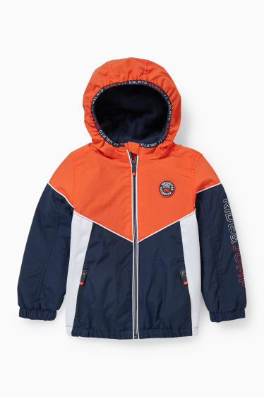 Kinder Buben - Jacke mit Kapuze - orange / dunkelblau