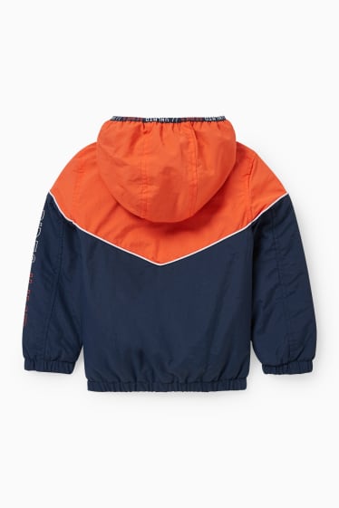 Kinder Buben - Jacke mit Kapuze - orange / dunkelblau