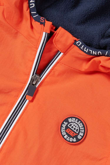 Kinder Buben - Jacke mit Kapuze - orange / dunkelblau