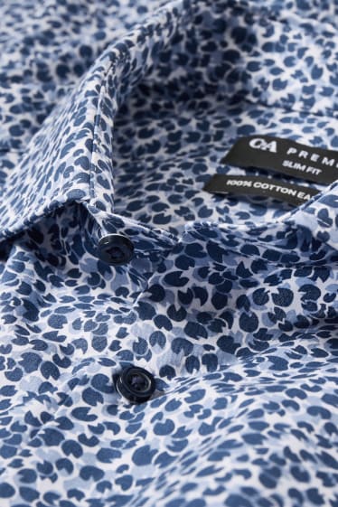 Heren - Business-overhemd - slim fit - cut away - gemakkelijk te strijken - blauw