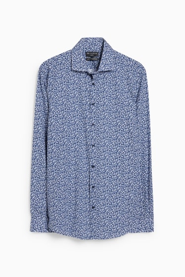 Heren - Business-overhemd - slim fit - cut away - gemakkelijk te strijken - blauw