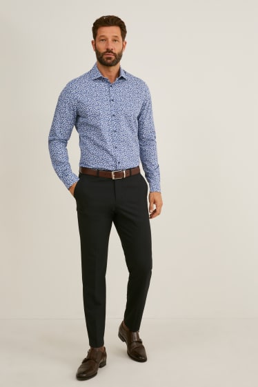 Men - Business shirt - slim fit - cutaway collar - easy-iron - blue