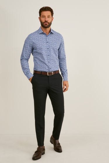 Bărbați - Cămașă office - slim fit - guler italian - ușor de călcat - albastru