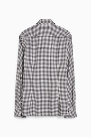 Mężczyźni - Koszula - slim fit - kołnierzyk włoski - flex- LYCRA® - biały / czarny