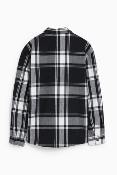 Men - CLOCKHOUSE - shirt - relaxed fit - kent collar - check - white / black