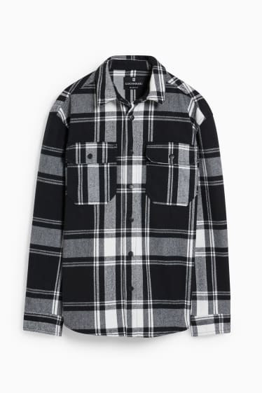 Uomo - CLOCKHOUSE - camicia - relaxed fit - colletto all'italiana - a quadretti - bianco / nero