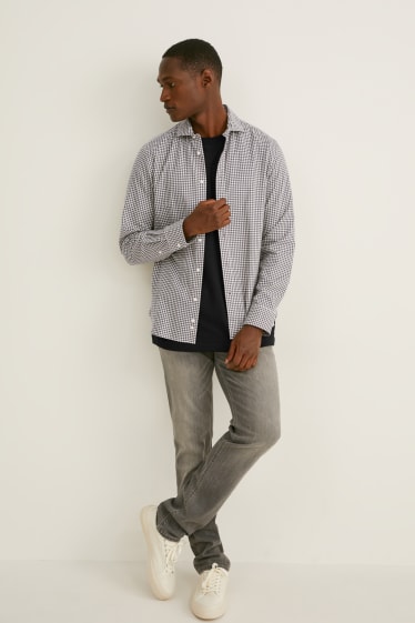 Men - Shirt - slim fit - cutaway collar - flex - LYCRA® - white / black