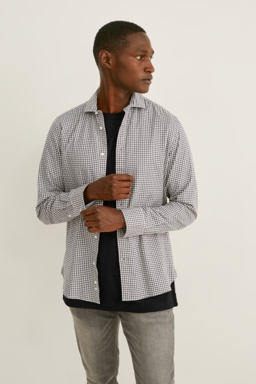 Men - Shirt - slim fit - cutaway collar - flex - LYCRA® - white / black