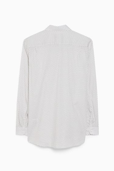Hommes - Chemise de bureau - regular fit - col kent - facile à repasser - blanc / beige