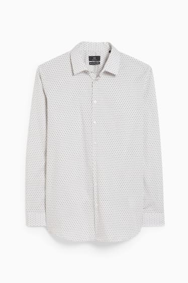 Herren - Businesshemd - Regular Fit - Kent - bügelleicht  - weiß / beige