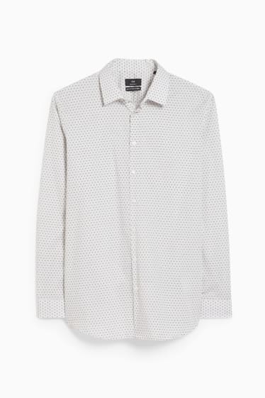 Hommes - Chemise de bureau - regular fit - col kent - facile à repasser - blanc / beige