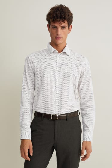 Home - Camisa - regular fit - coll kent - planxat fàcil - blanc/beix