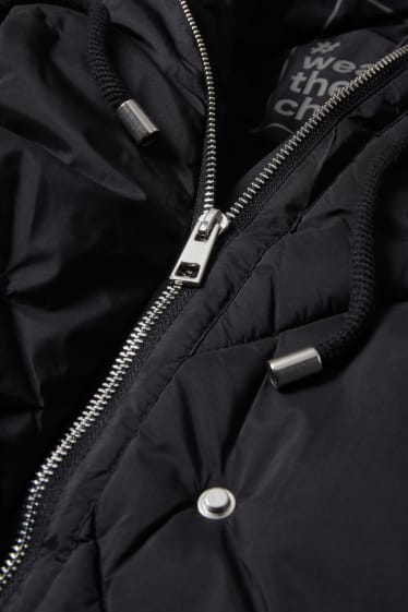 Femmes - Manteau matelassé à capuche - noir