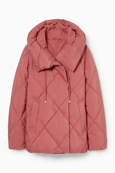 Damen - Steppjacke mit Kapuze - coral