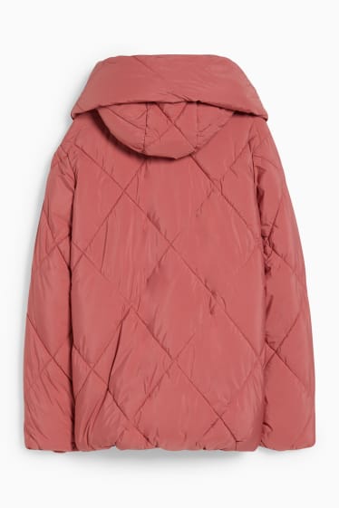 Damen - Steppjacke mit Kapuze - coral